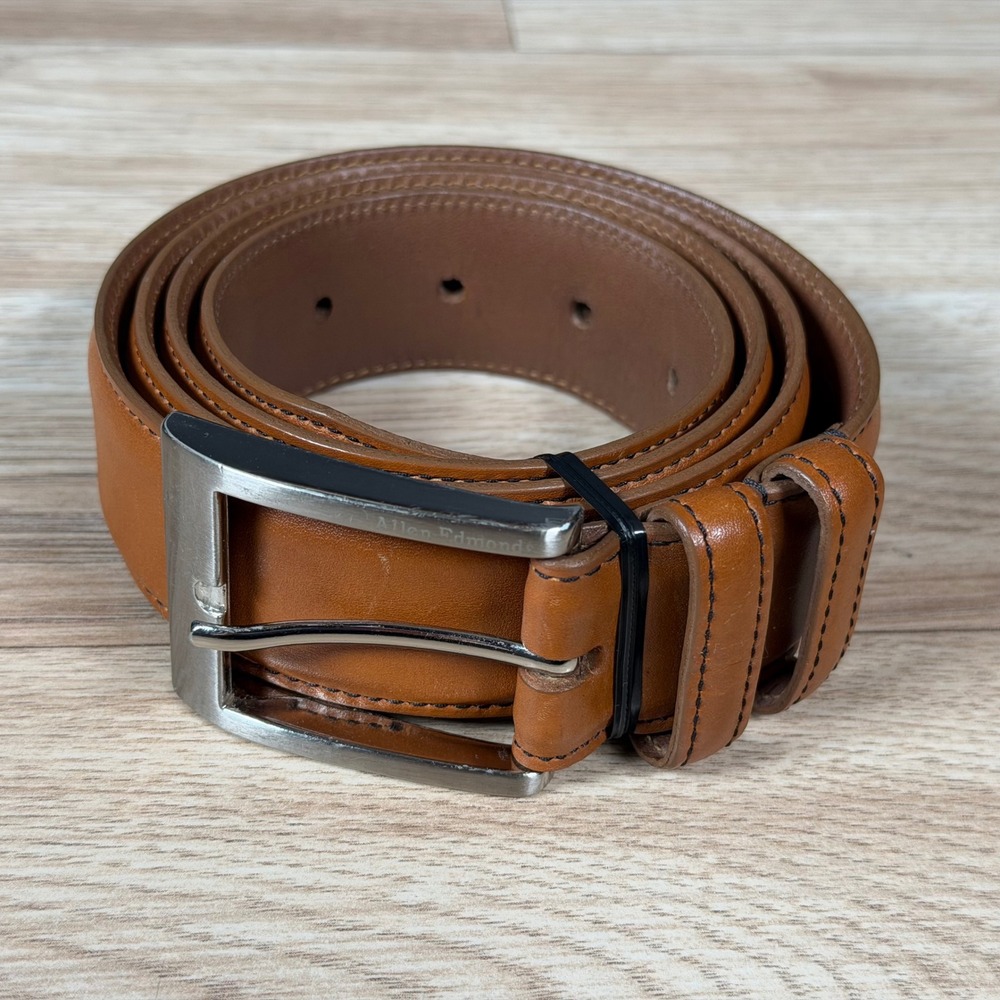 Allen Edmonds Belt Mens 40 Brown Calfskin Leather Dress Preppy Work 39590
